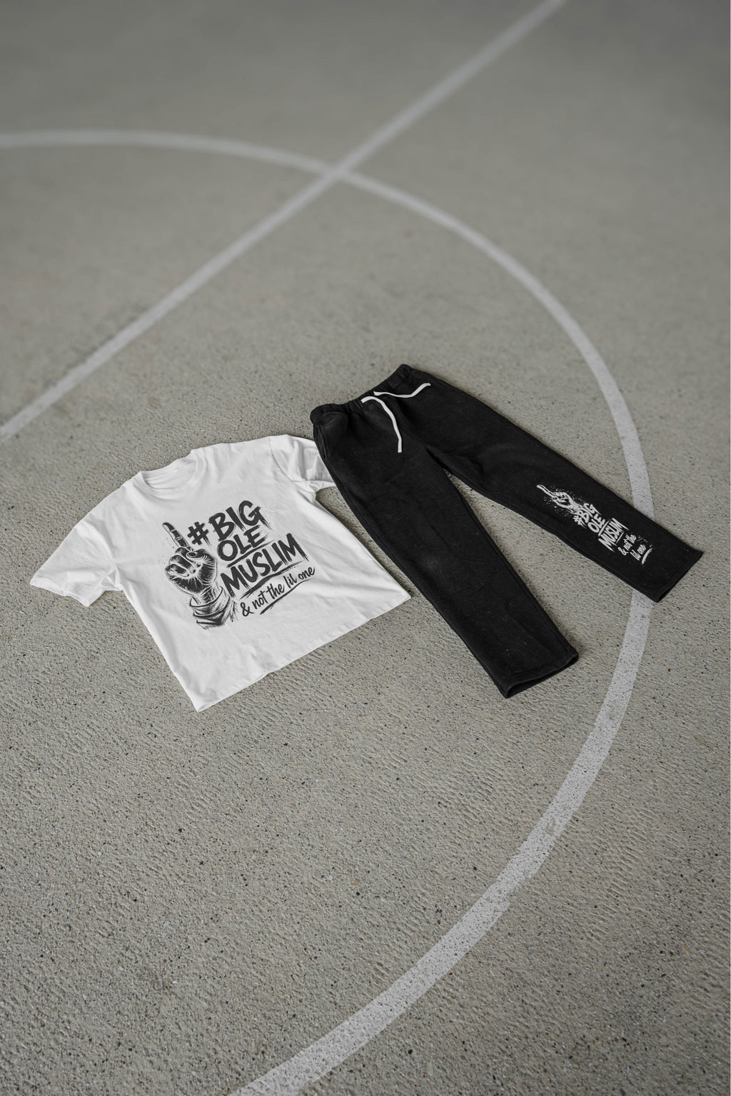 BOM Straight-Leg Sweatpant Black with Signature Tee flat lay