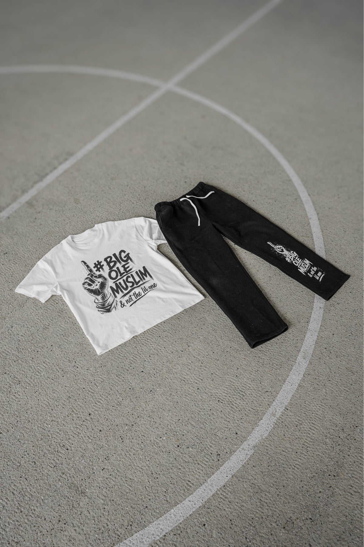 BOM Straight-Leg Sweatpant Black with Signature Tee flat lay