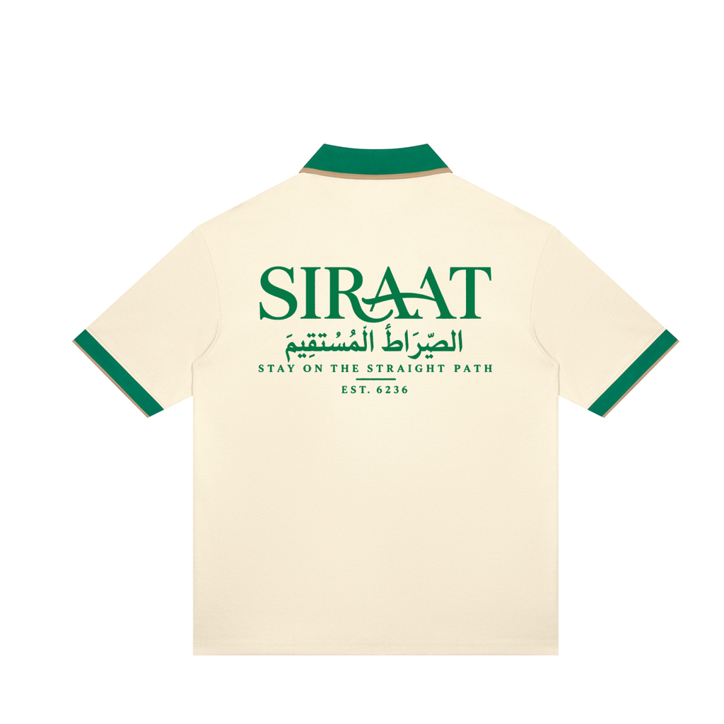 SIRAAT Premium Polo — Apricot/Green
